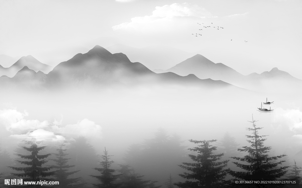 最新人气山水画 Tif分层