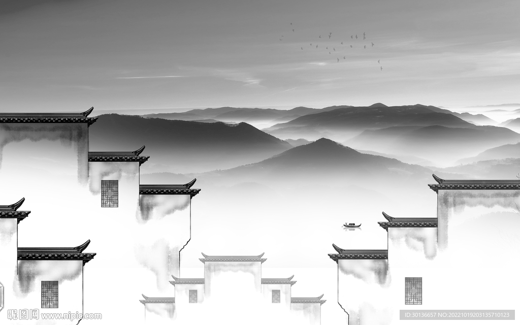 客厅爆款人气山水 Tif分层