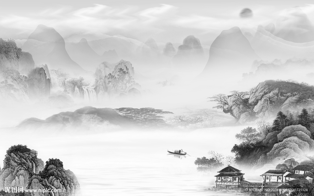 现代爆款人气山水 Tif分层