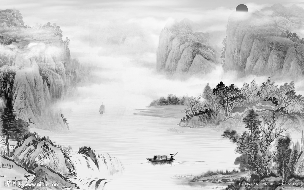 国画最新高雅山水 Tif分层