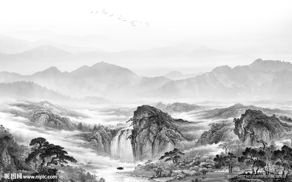 新中式最新高雅山水 Tif分层