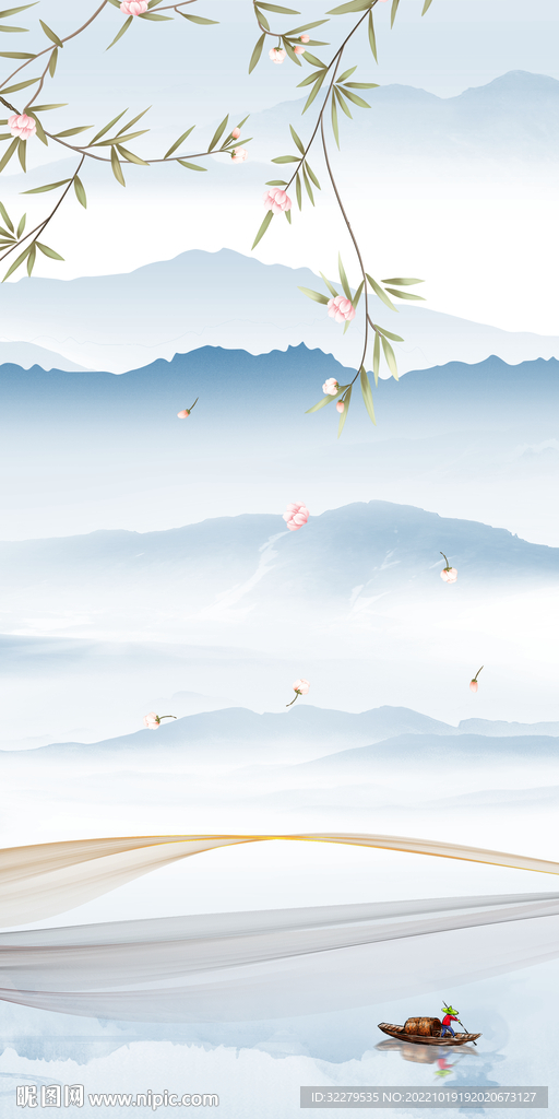 高档 山水玄关框画 Tif分层