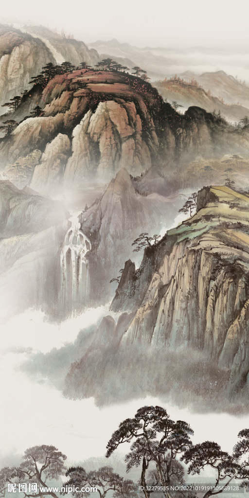 古风山水新玄关画 Tif分层