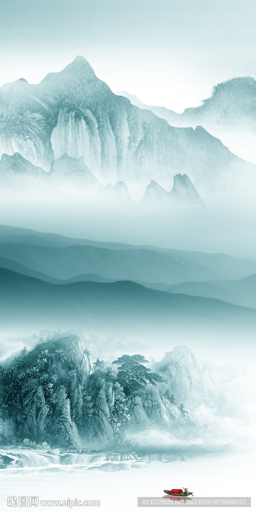 高端 山水新玄关画 Tif分层