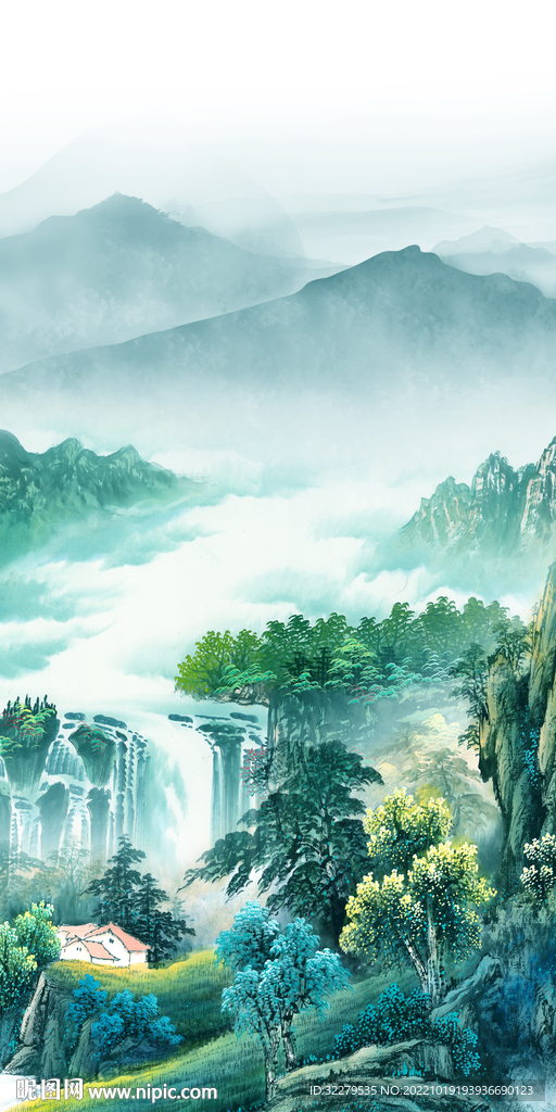 人气山水新玄关画 Tif分层