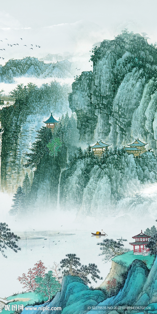 国画山水新玄关画 Tif分层