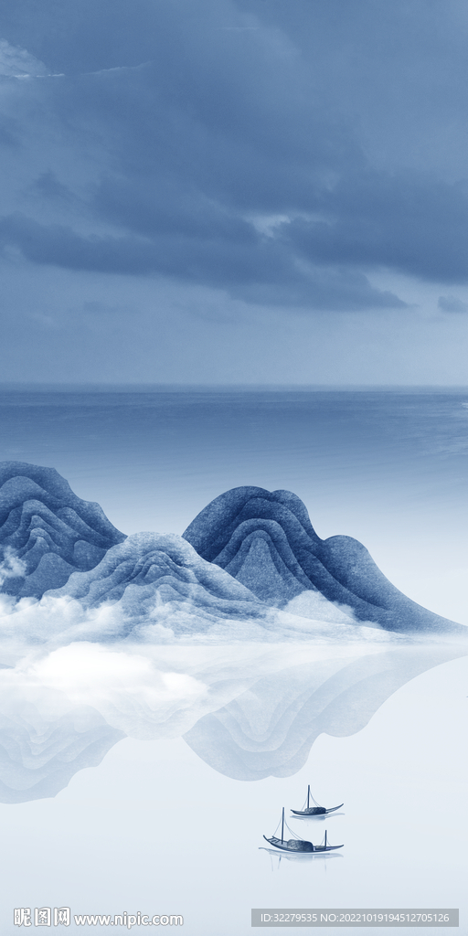 现代山水新玄关画 Tif分层