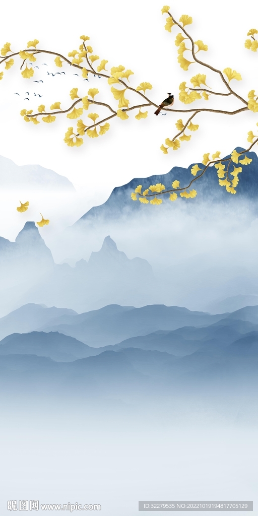 花鸟山水新玄关画 Tif分层