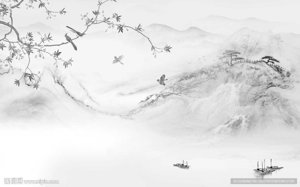 别墅新上架山水画 tiF分层