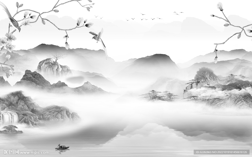 新中式新上架山水画 tiF分层