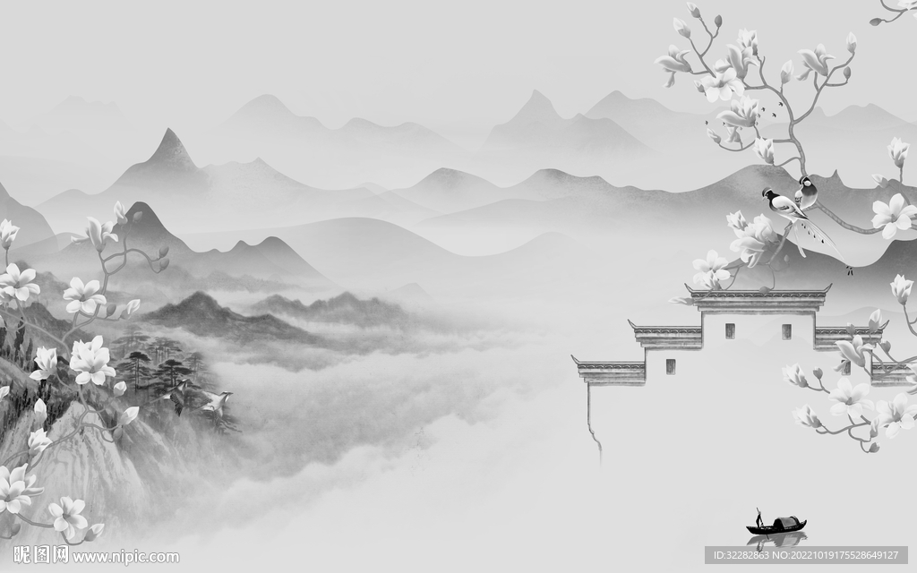 高端高档简约山水 tiF分层