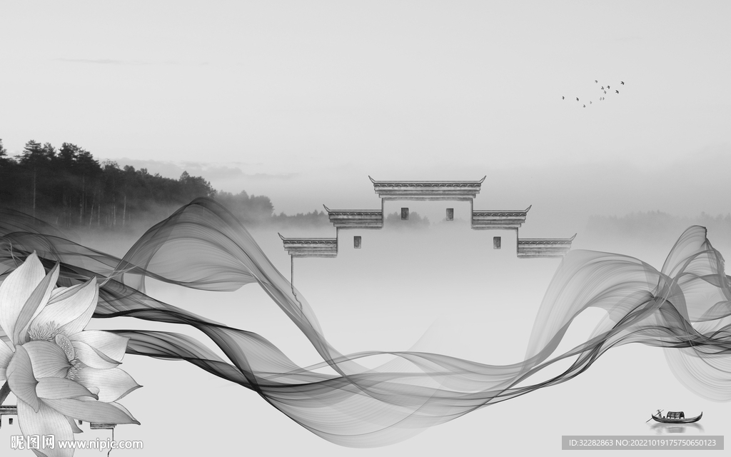 高清 高档简约山水 tiF分层