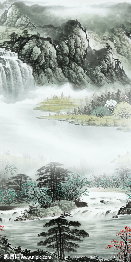 古风 新品山水玄关 TIf分层