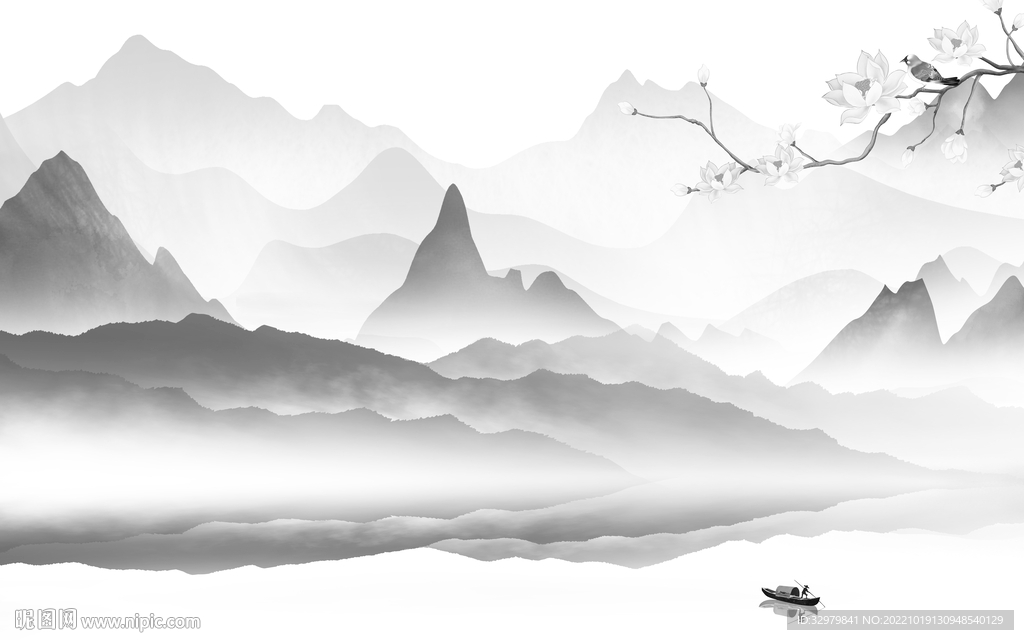 意境新品简约山水 Tif分层