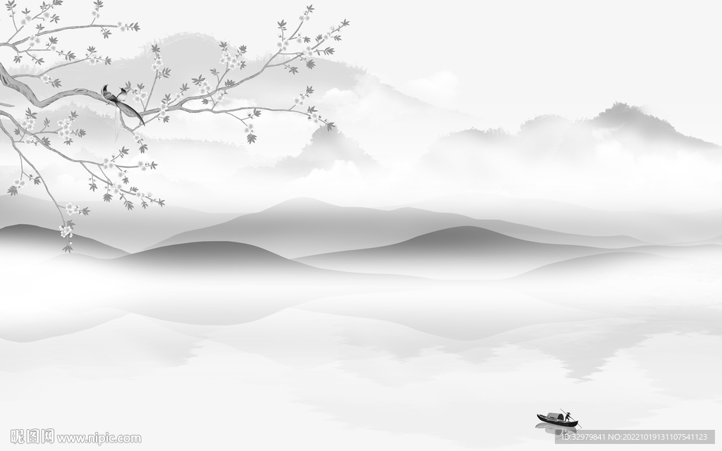 极简新品简约山水 Tif分层