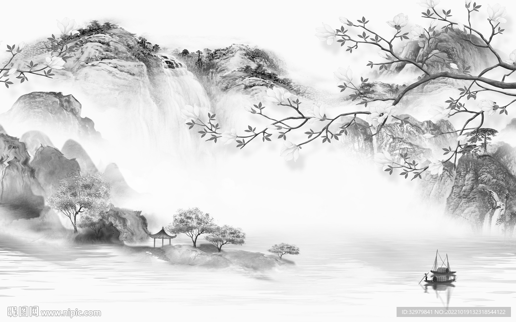 中国风品简约山水 Tif分层