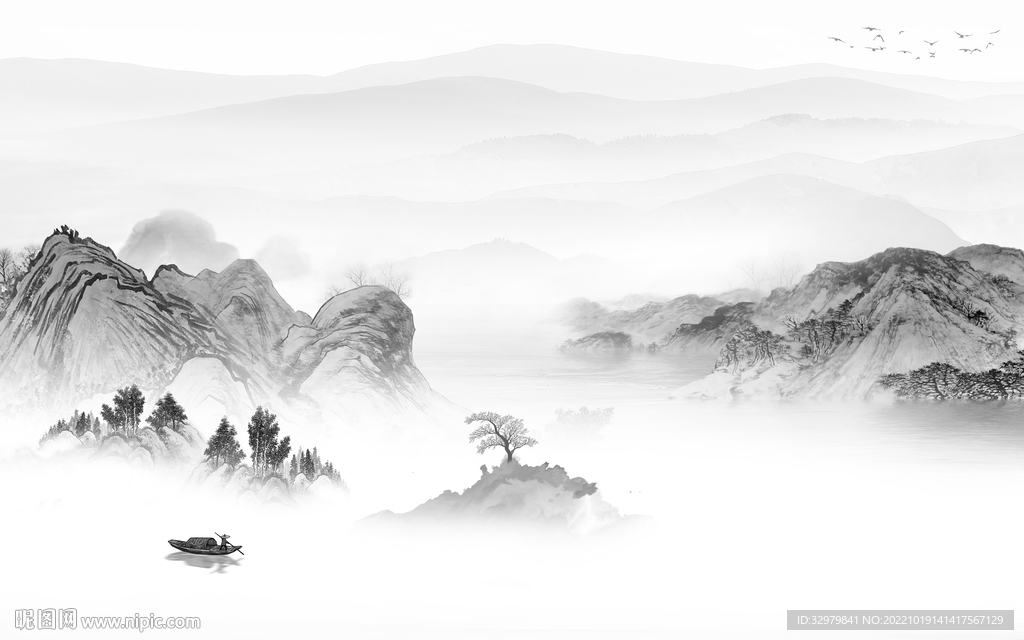 别墅最新山水框画 Tif分层