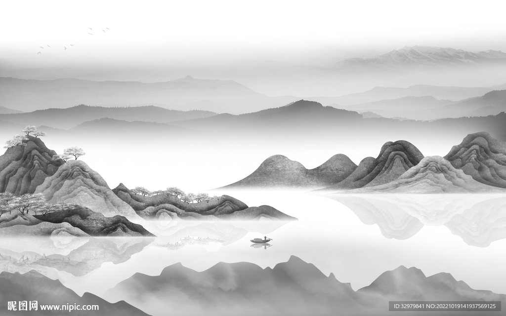 高清 最新山水框画 Tif分层