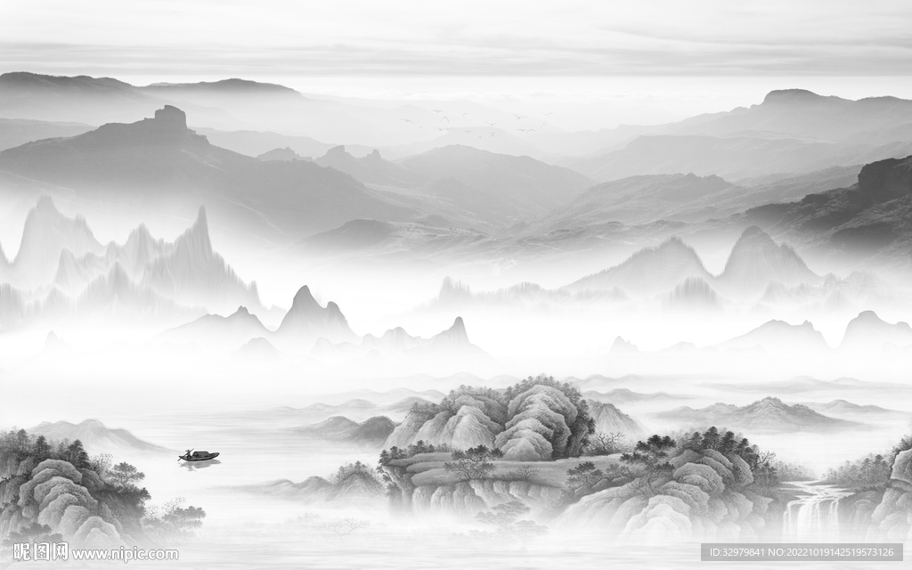 意境最新山水框画 Tif分层