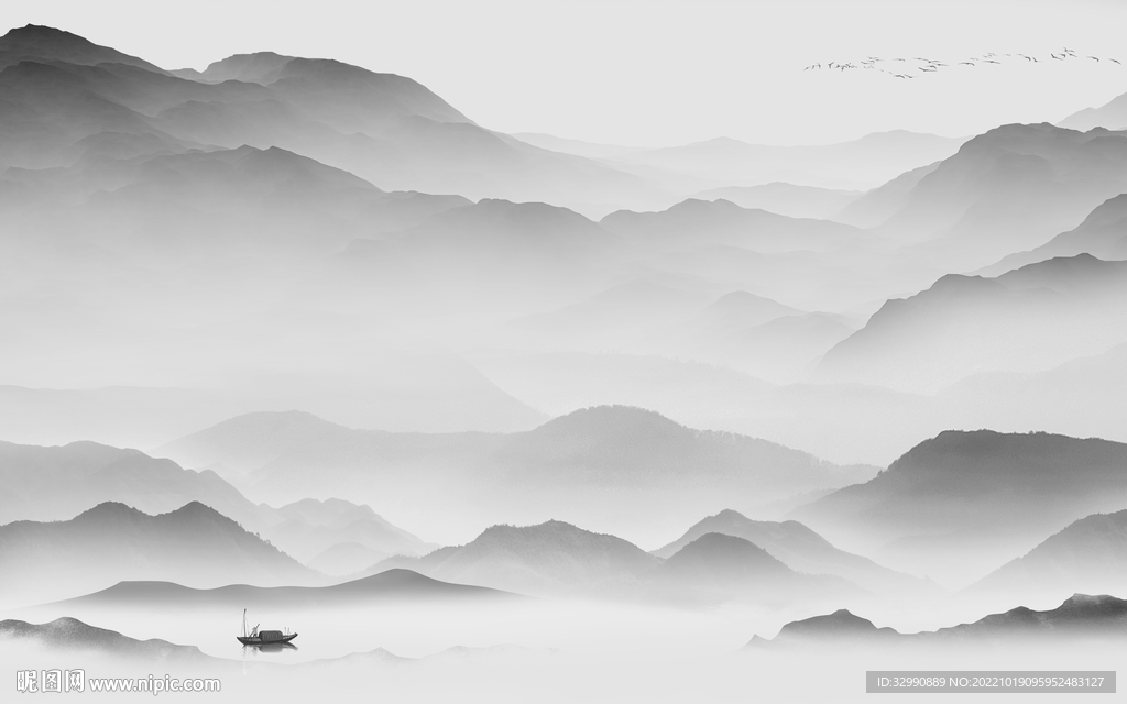 沙发中式人气山水 tif分层