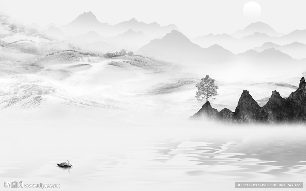 新品中式人气山水 tif分层