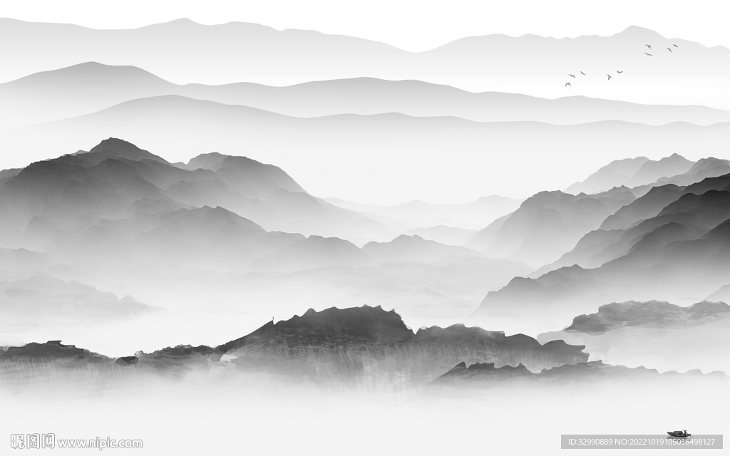 电视 中式人气山水 tif分层