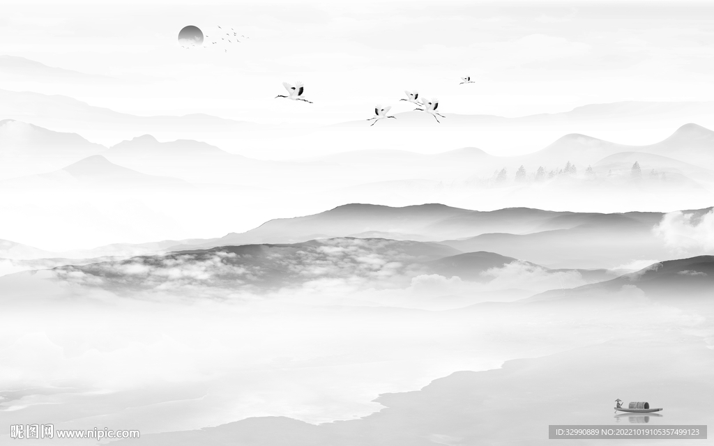 新中式人气山水 tif分层