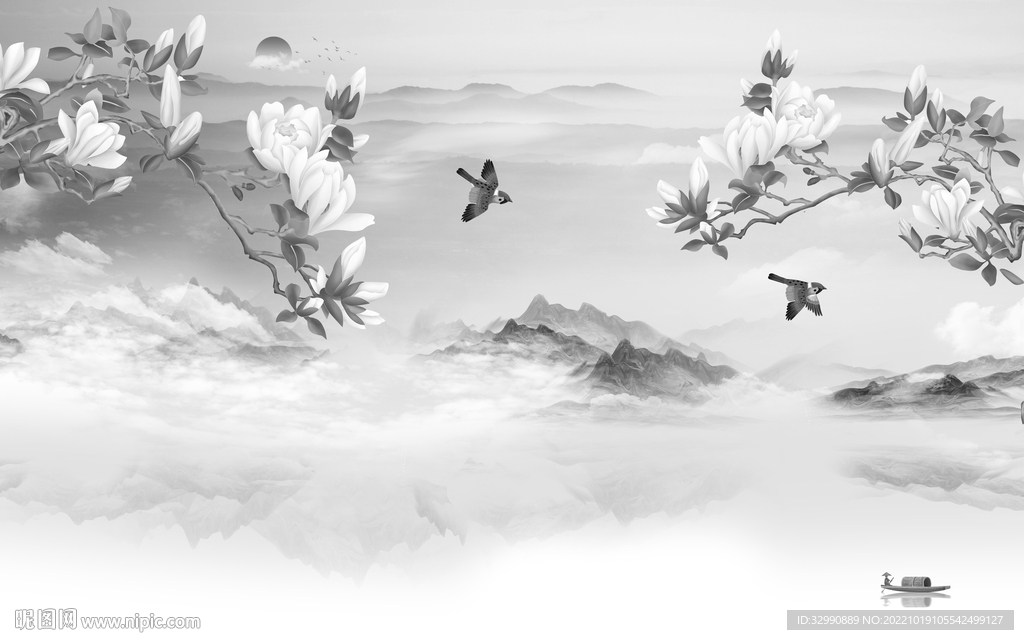 高清中式人气山水 tif分层