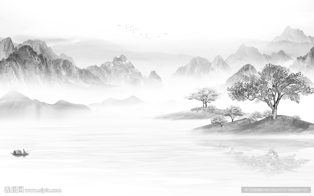 爆款意境高档山水 tif分层