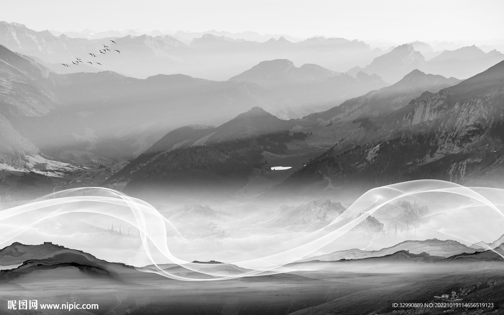 中国风意境高档山水 tif分层