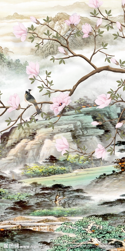 极简 高端玄关山水 TiF分层