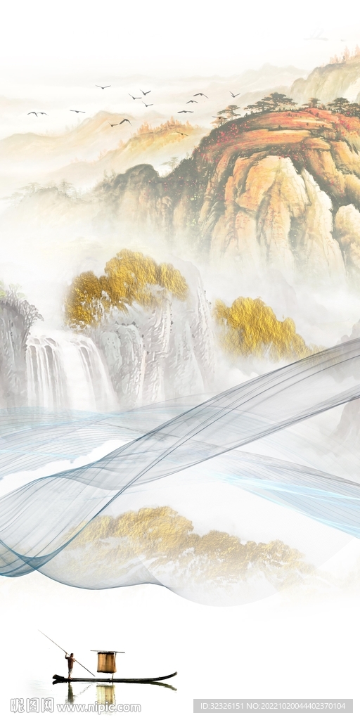 现代 中式山水玄关 TIf分层