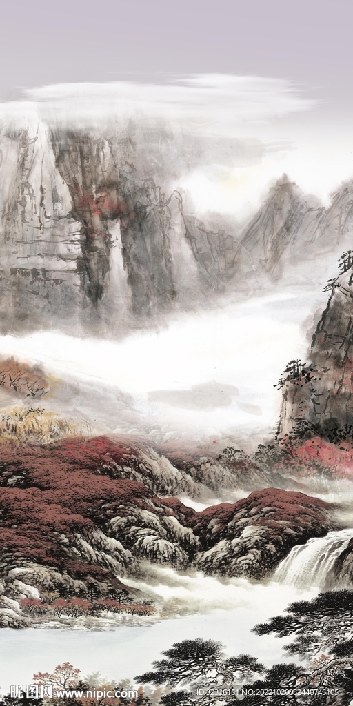 高端 中式山水玄关 TIf分层