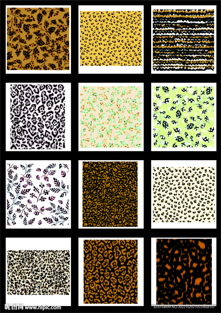豹纹叶子四方连续图案