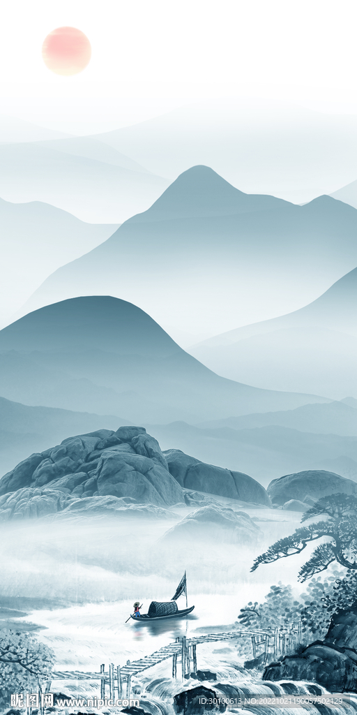 高清 高档玄关山水 tiF分层