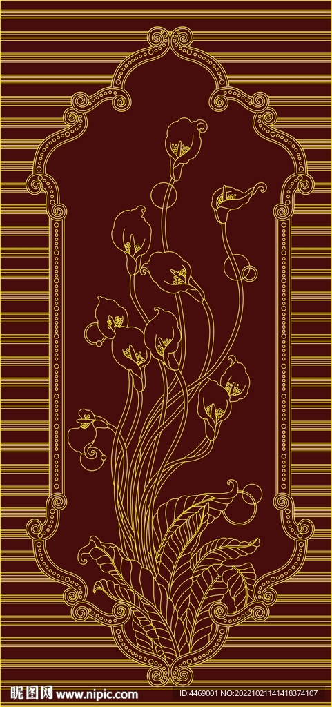 马蹄莲图案百合花