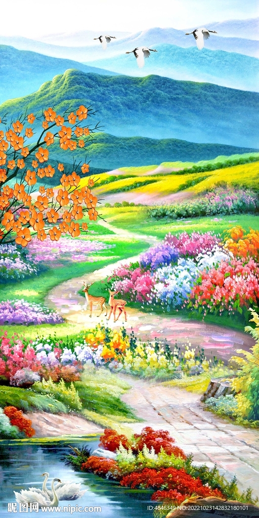 田园树林玄关装饰画