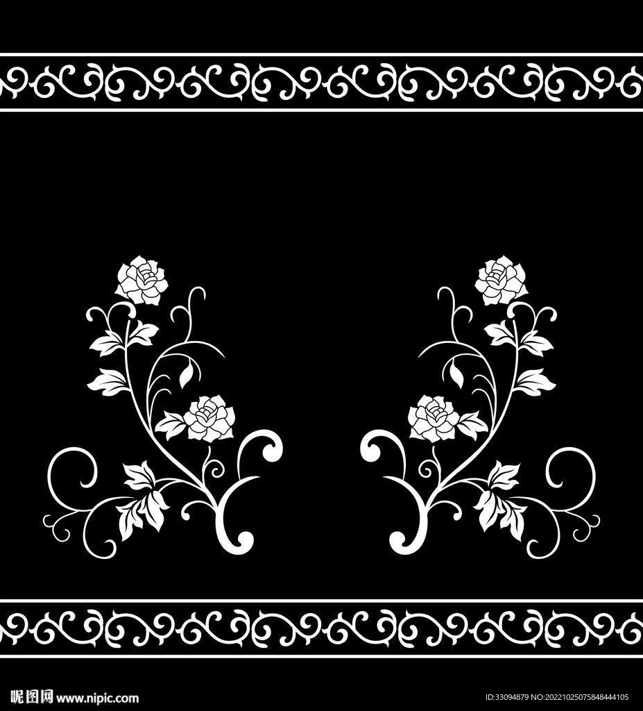 高清分层透明底白花打印图