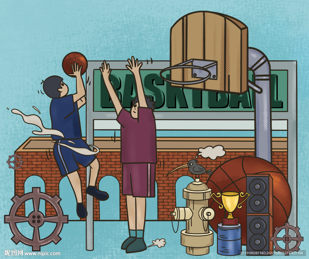 复古篮球插画
