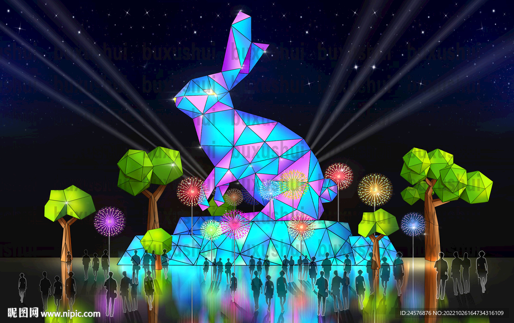 几何兔 兔年彩灯