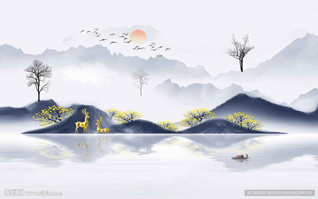 意境 客厅新山水画 tIF分层