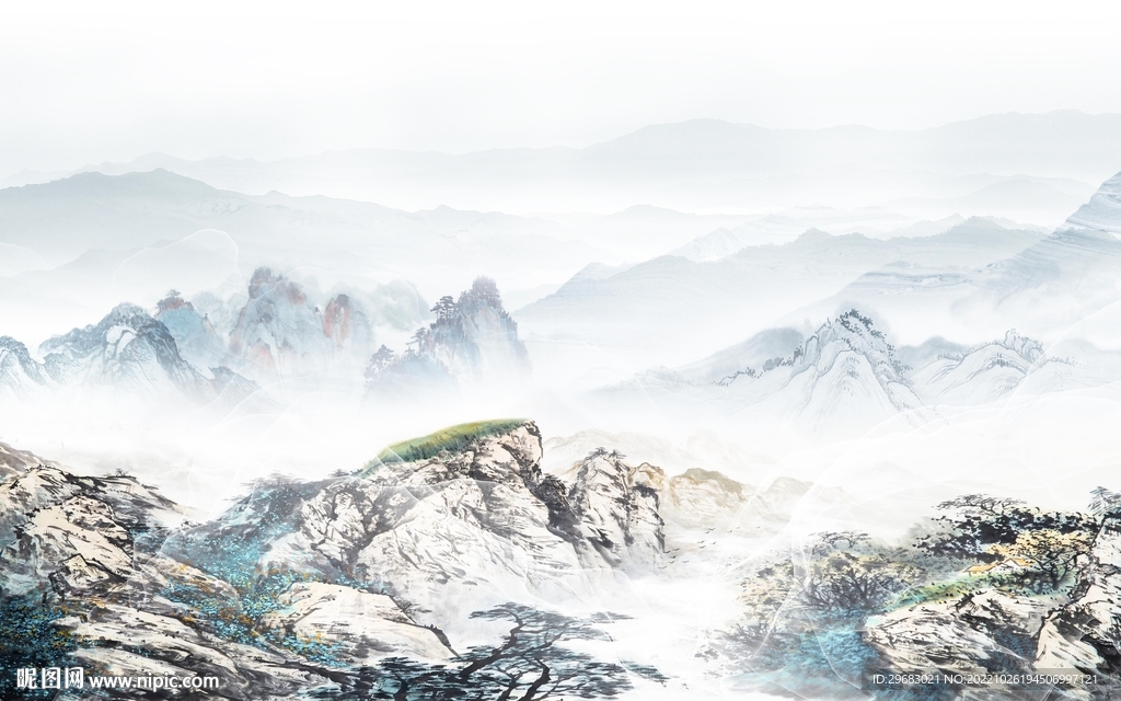 简约 客厅新山水画 tIF分层