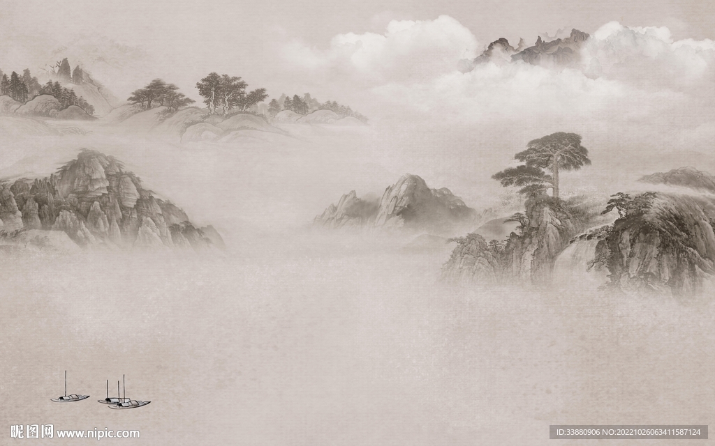 古风 中国风山水画 Tif分层