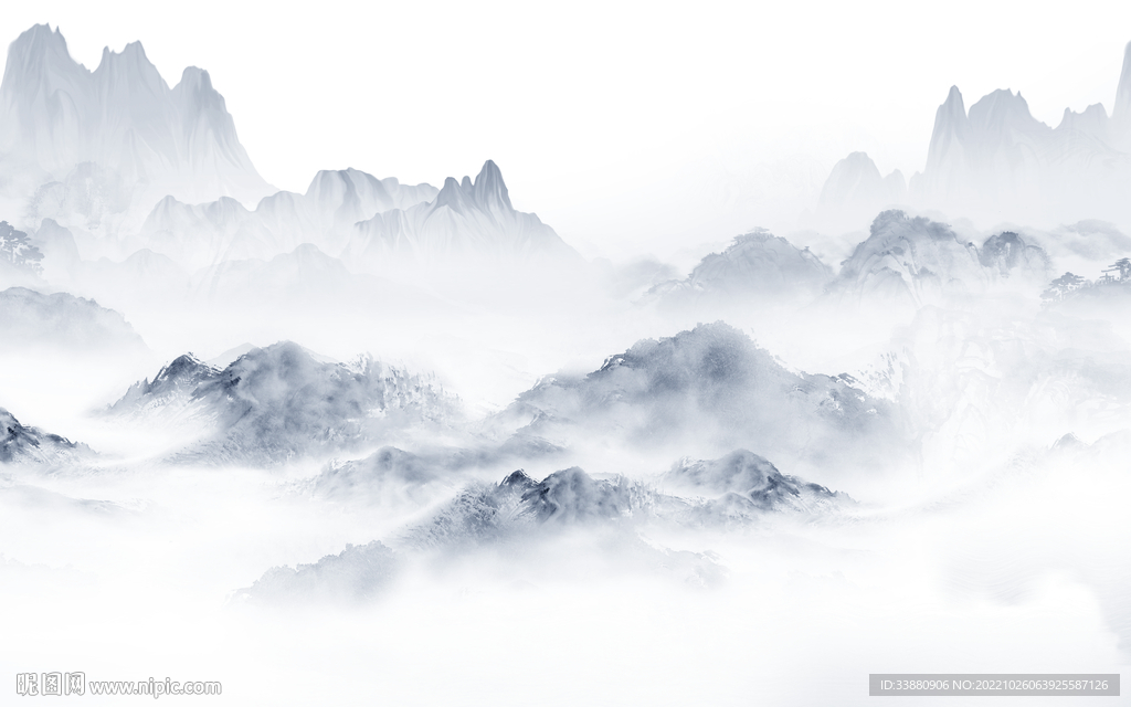 高档 中国风山水画 Tif分层