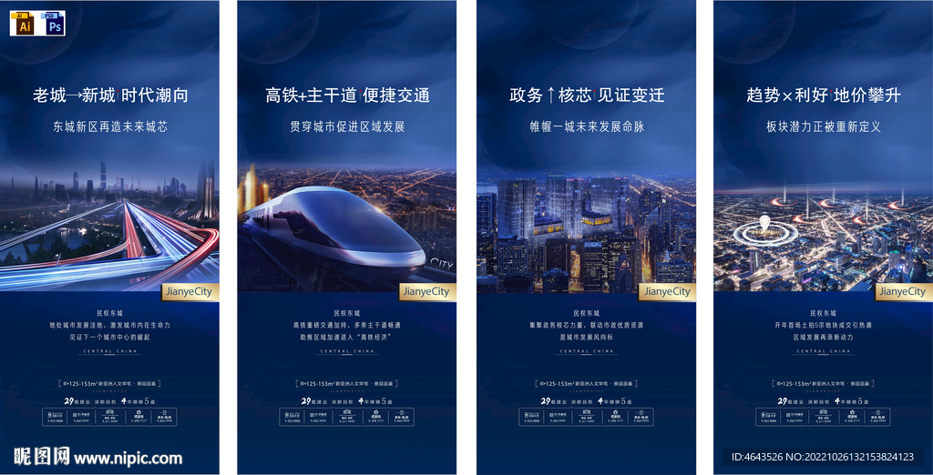 地产高铁城市价值点微信系列海报