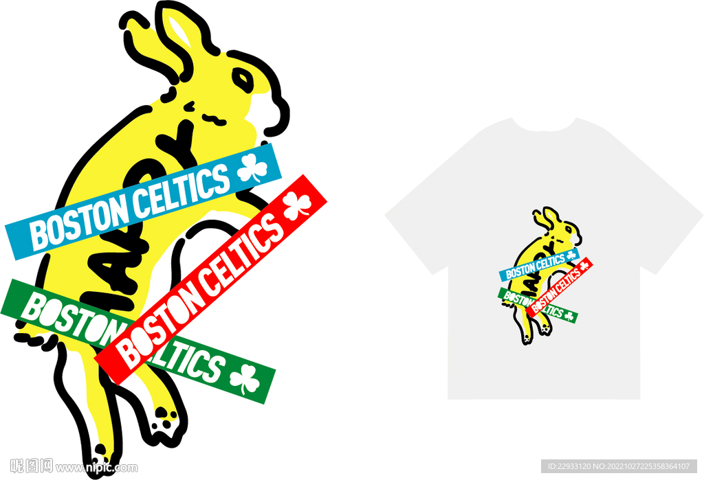 涂鸦潮牌兔子卡通贴纸封条