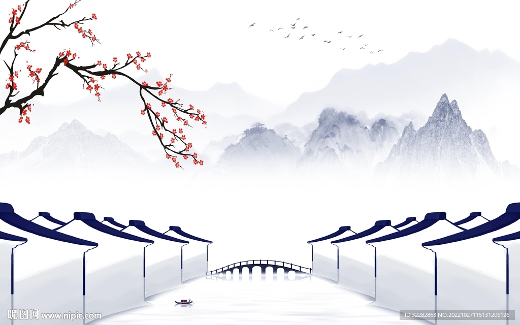 爆款 中国风山水画 tIF分层