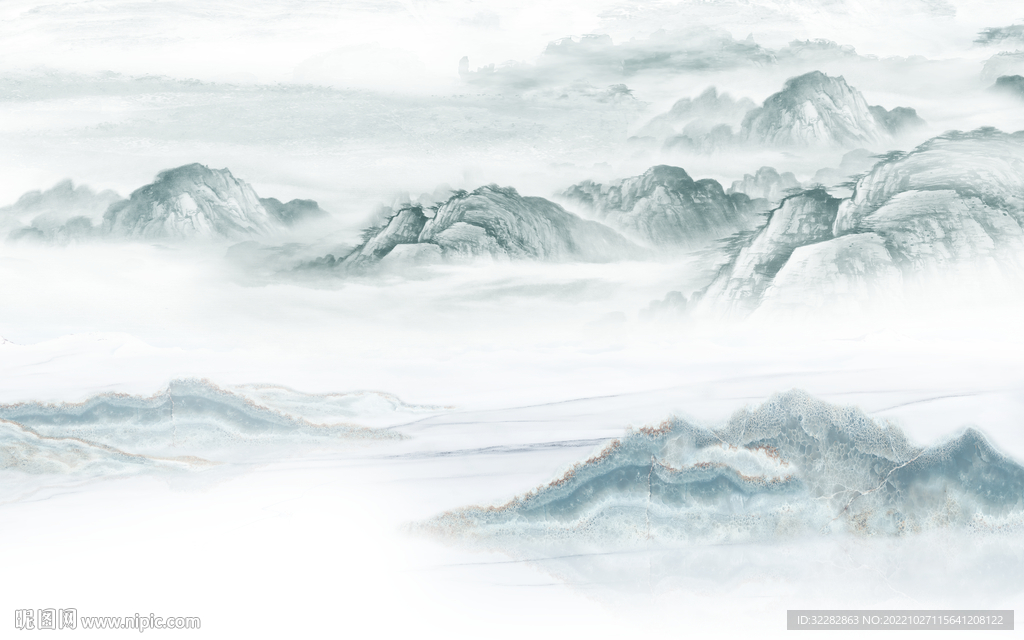 简约 中国风山水画 tIF分层