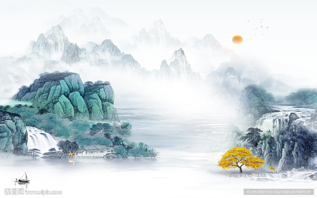 新款 意境中式山水 TIf分层