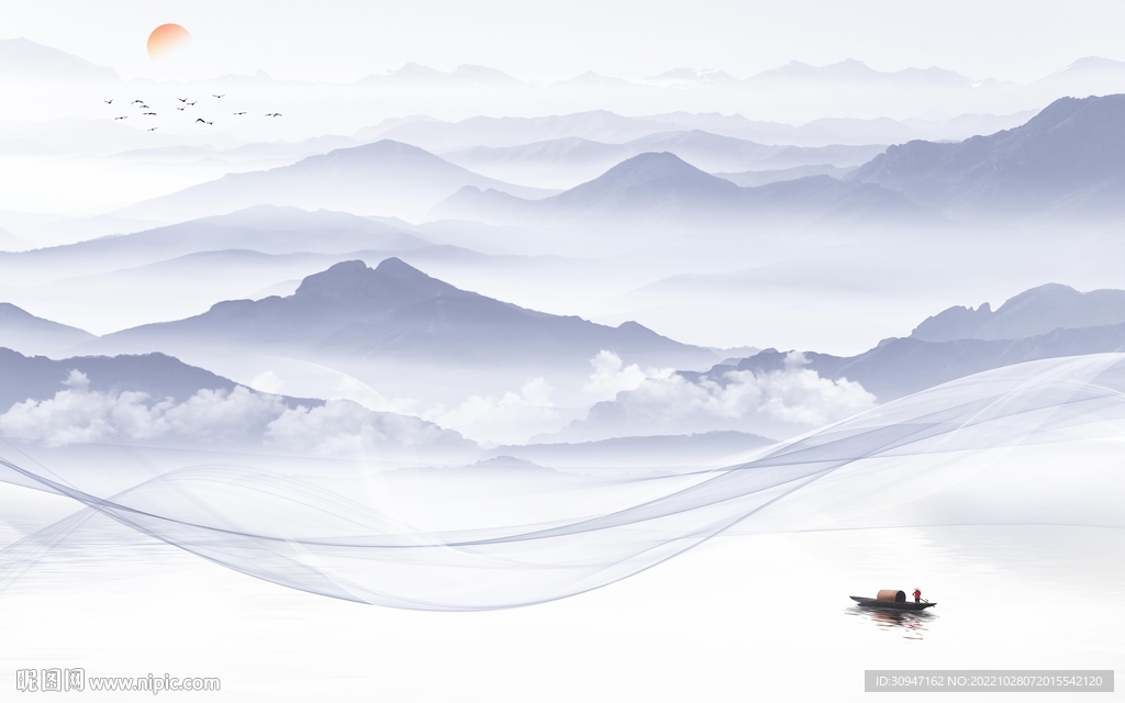 爆款 新别墅山水画 tIf分层